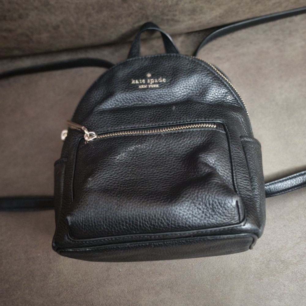 Kate Spade Black Textured Small Backpack - Picture 3 of 3